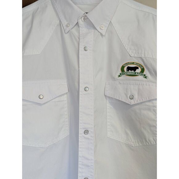 Wyoming Traders Pearl Snap Western Shirt XL White Riverbend Ranch Logo - Picture 8 of 10